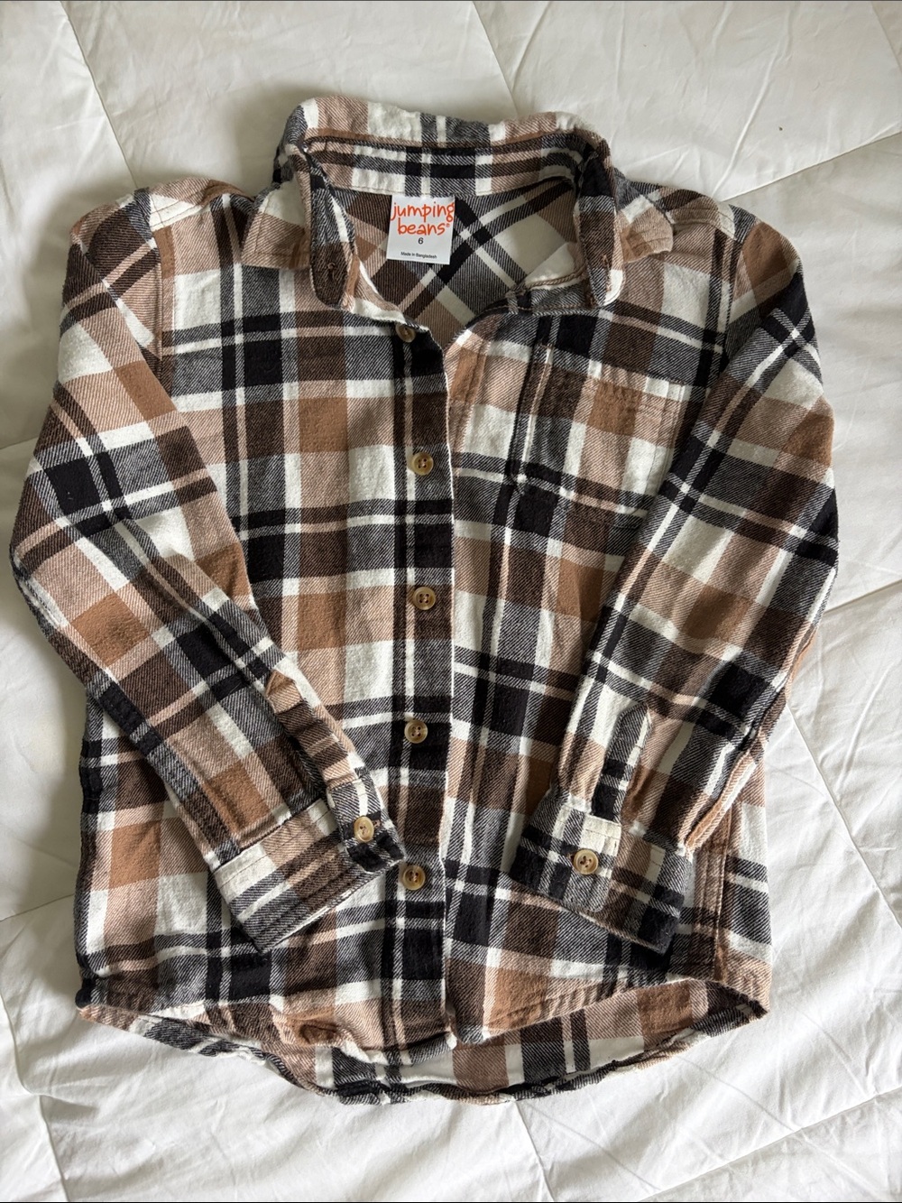 jumping beans Brown & Cream Plaid Button-Down Shirt